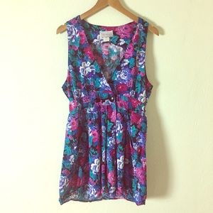 3 for $30- Vintage 1980s Floral Mini Dress